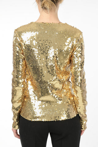 Top BETTIE in Pailettes a Maniche Lunghe
