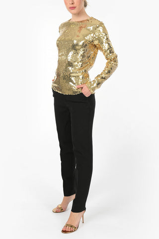 Top BETTIE in Pailettes a Maniche Lunghe