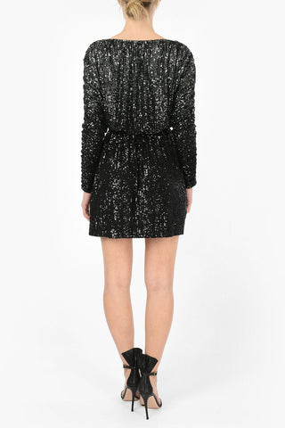 Sequined Draped Mini Dress