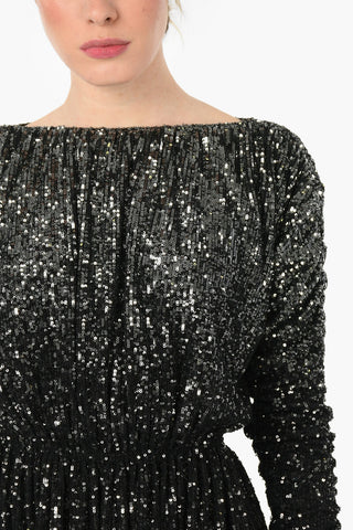 Sequined Draped Mini Dress