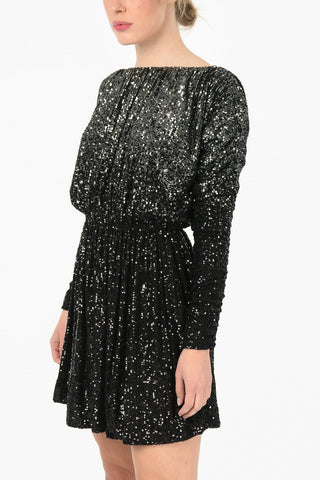 Sequined Draped Mini Dress