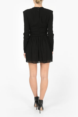 Tulle Plunging Neckline Mini Dress
