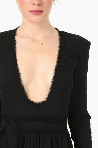 Tulle Plunging Neckline Mini Dress