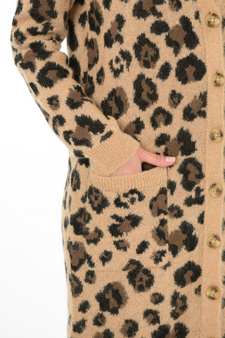 Animal Embroidered Longline Cardigan with Tulle Tie Neck