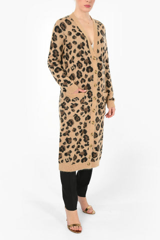 Animal Embroidered Longline Cardigan with Tulle Tie Neck