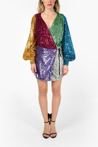 Mini Dress a Portafoglio in Pailettes