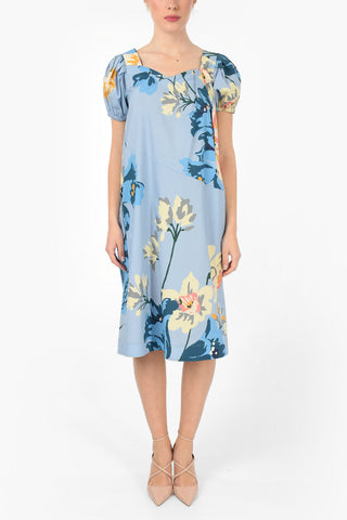 Floral Cotton Jetted Pocket A-Line Dress