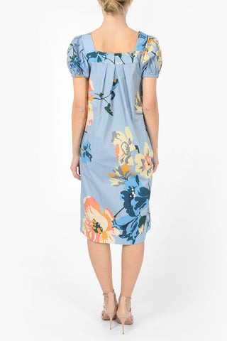 Floral Cotton Jetted Pocket A-Line Dress