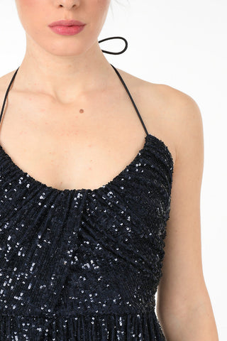 Mini Dress in Pailettes Drappeggiato