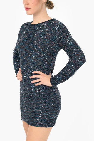 Sequined Long Sleeve Mini Dress