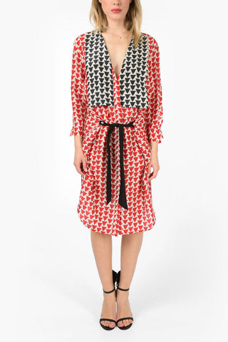 Geometrical Printed Silk HIKMET Shirtdress