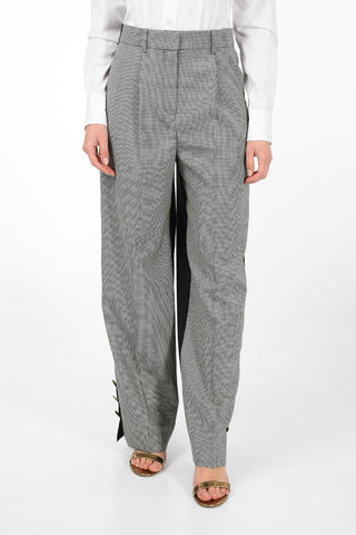 Houndsthooth Pants with Ankle Buttons