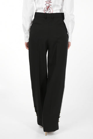 Houndsthooth Pants with Ankle Buttons