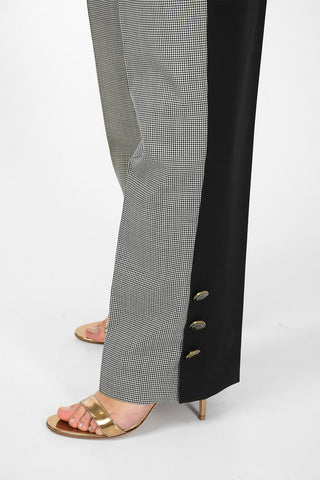 Houndsthooth Pants with Ankle Buttons