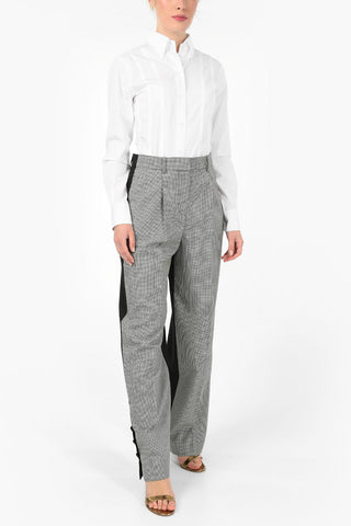 Houndsthooth Pants with Ankle Buttons