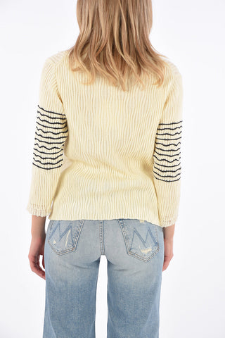 Crew-neck side splits sweater