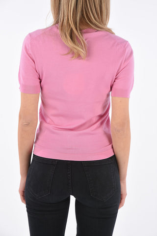 crew-neck short sleeve sweater