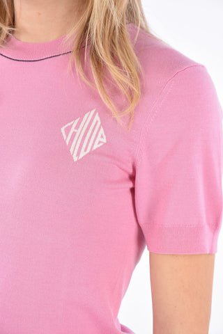 crew-neck short sleeve sweater