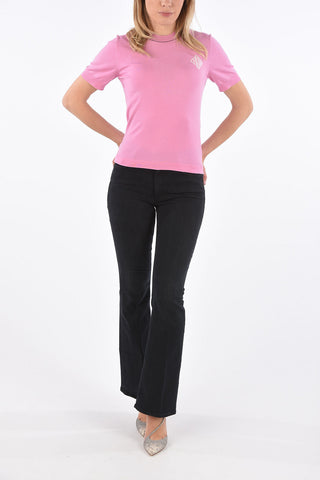crew-neck short sleeve sweater
