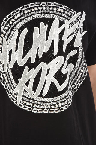 glittery logo crew-neck t-shirt