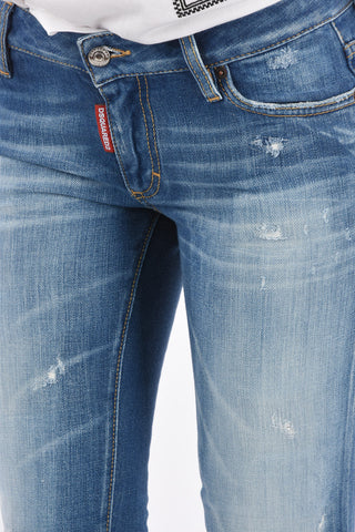 denim stretch Mid-rise waist skinny fit jeans with ankle zip