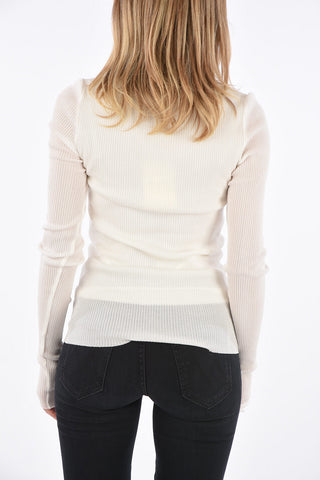 ribbed square neck sweater