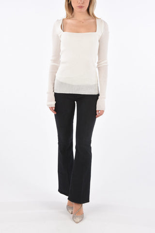 ribbed square neck sweater
