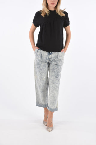 double pleat carrot fit jeans