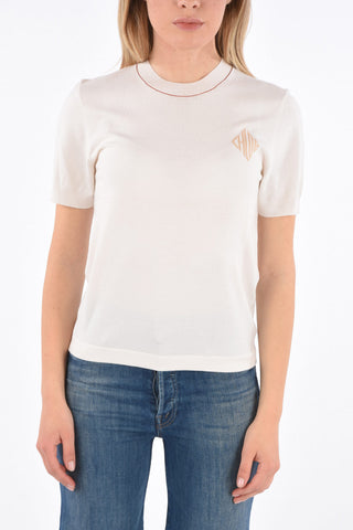 crew-neck short sleeve sweater