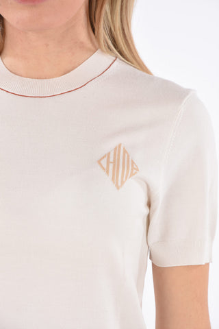 crew-neck short sleeve sweater