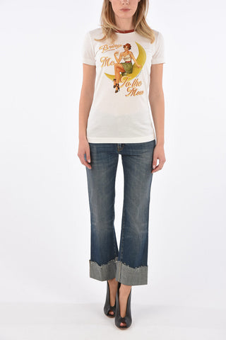 strech denim cuffed hem jeans