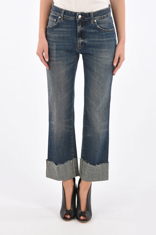 strech denim cuffed hem jeans