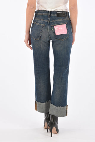 strech denim cuffed hem jeans