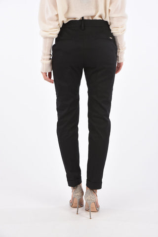 Man cigarette fit cuffed hem trousers