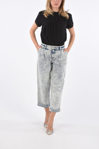 studded short sleeve crew-neck sweater