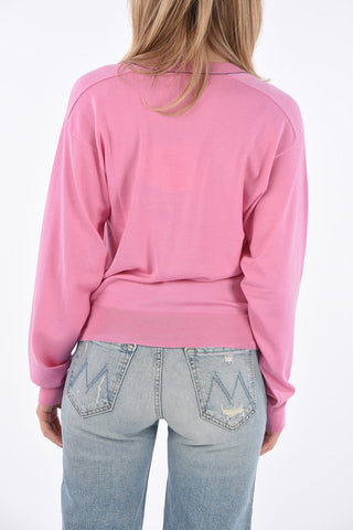 Embroidered logo v-neck sweater