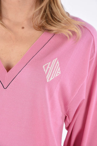 Embroidered logo v-neck sweater