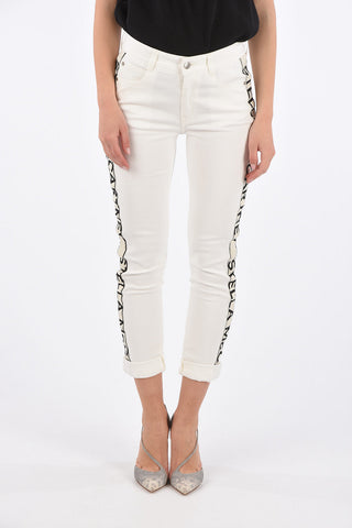 stretch denim logoed side band jeans