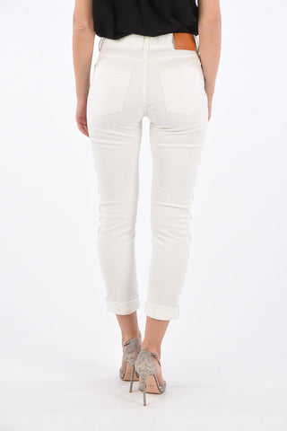 stretch denim logoed side band jeans