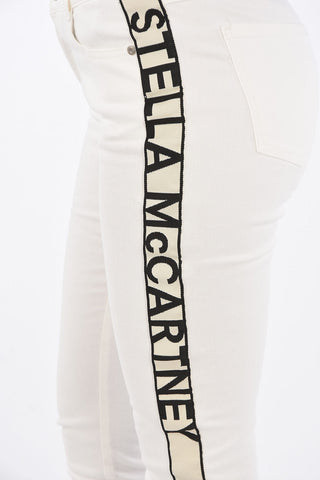stretch denim logoed side band jeans