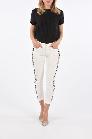 stretch denim logoed side band jeans