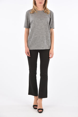 Striped Crewneck T-shirt with Glitter Details
