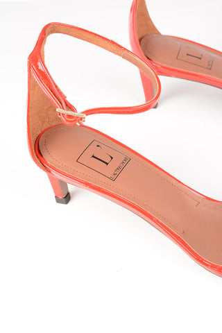 Kitten Heel Lacquered Leather Sandals 5cm