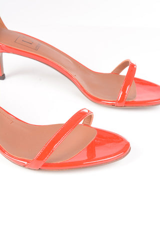Kitten Heel Lacquered Leather Sandals 5cm
