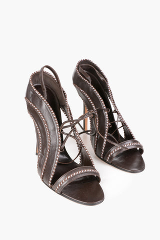 Leather Lace Up Sandals 11cm