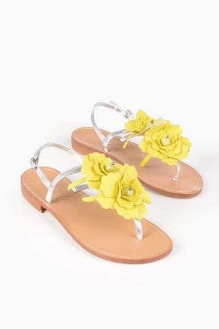 Thong Sandals CLIO with Floral Applications