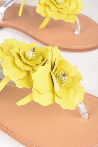 Thong Sandals CLIO with Floral Applications