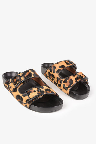 Animal Printed Ponyskin Slides