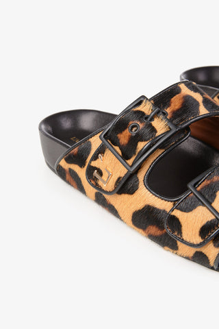 Animal Printed Ponyskin Slides