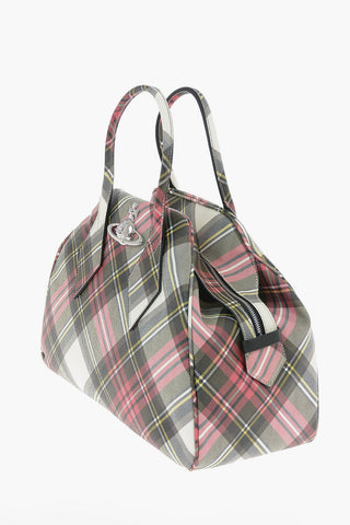 tartan leather YASMINE Derby Bowler Bag